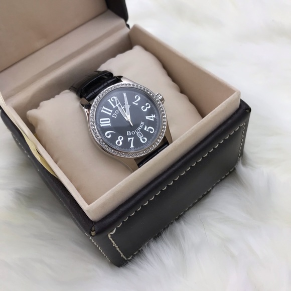 Dooney & Bourke Accessories - [Dooney & Bourke] Black Leather & Crystal Watch